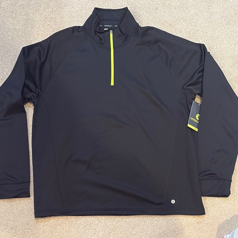 Black Performance Jacket with Sporty Mock Neck Design